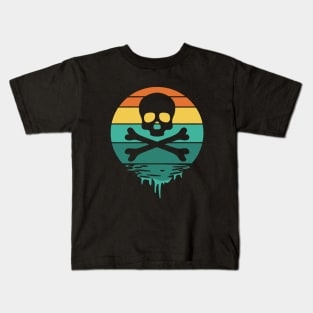 Vintage Sunset Skull and Cross Bones Kids T-Shirt